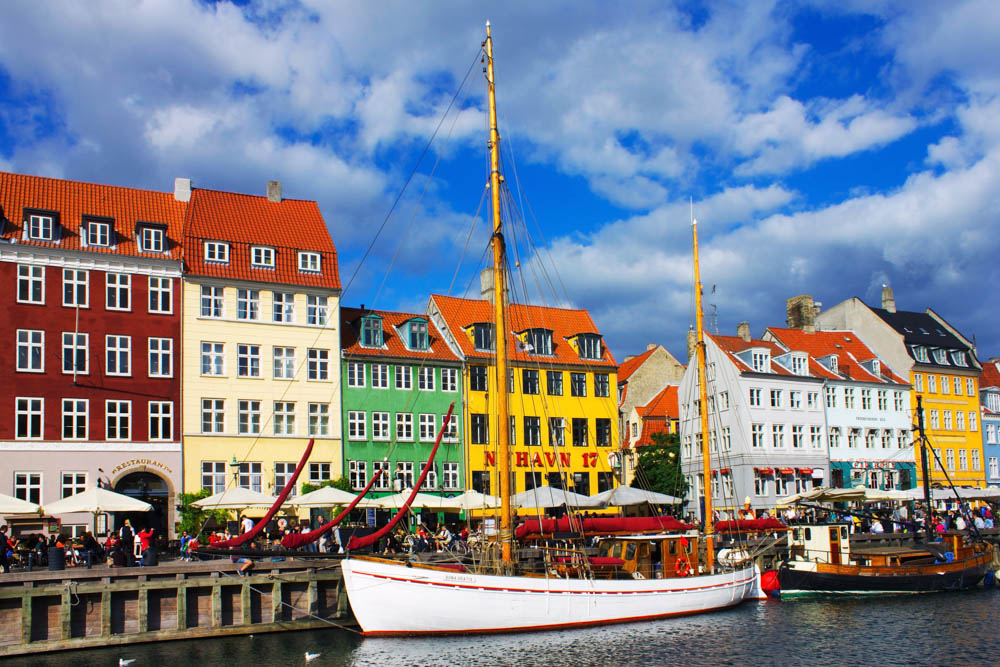 A view of Nyhavn in Copenhagen Denmark