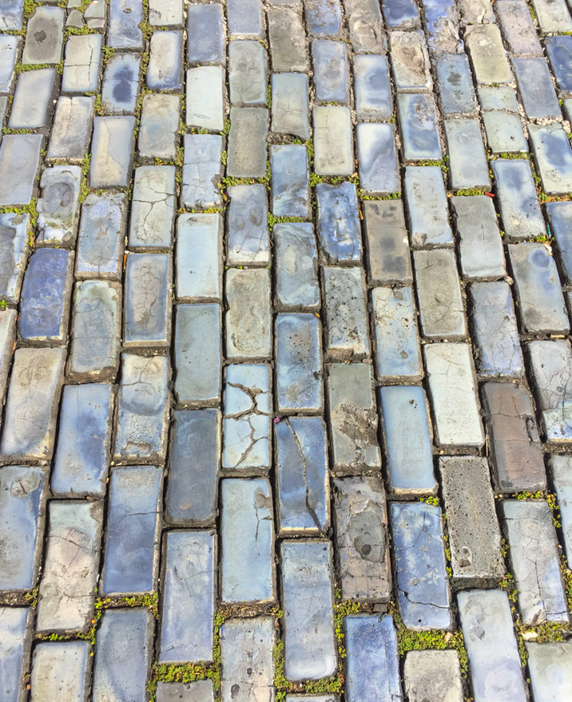 Blue-sheened cobblestones in Old San Juan, PR