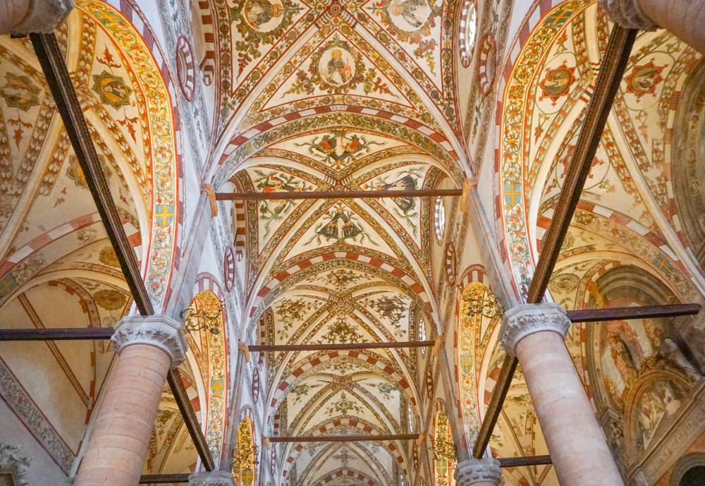 Ceiling of Basilica Santa Anastasia in Verona, Italy