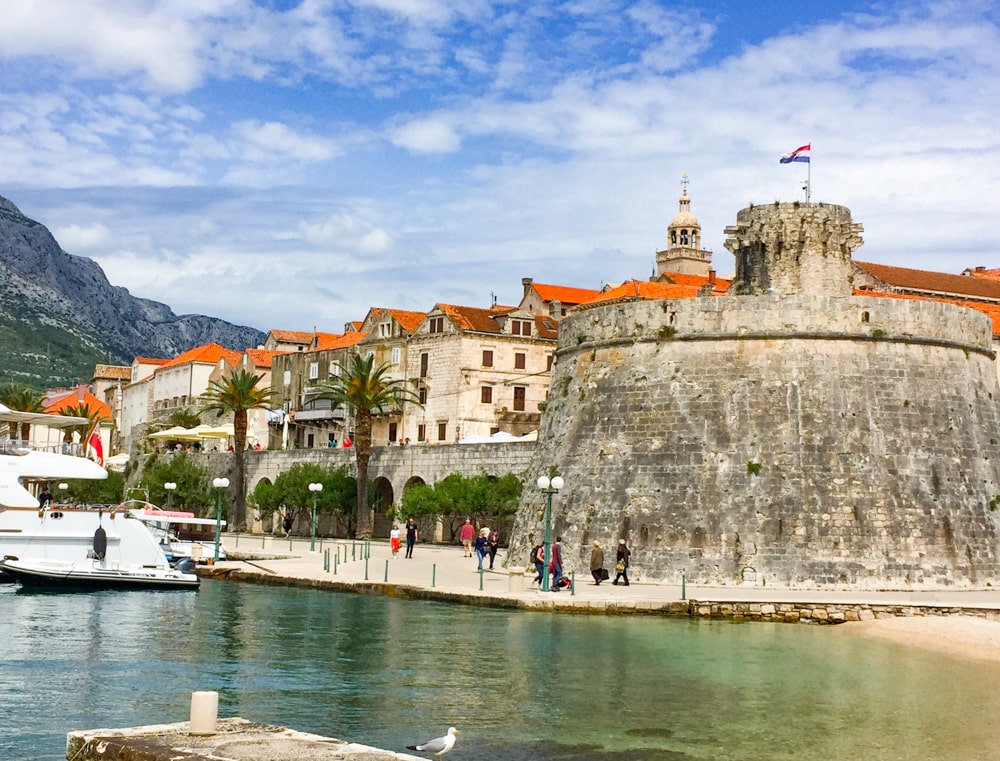 A view of the promenade in Korcula Old Town in Croatia