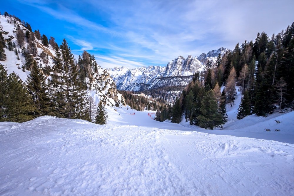 Landscape at Cortina d'Ampezzo, Italy, in the winter