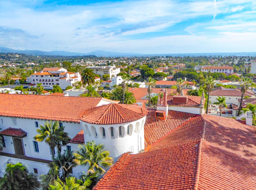 View from the County Courthouse Clock Tower in Santa Barbara, California