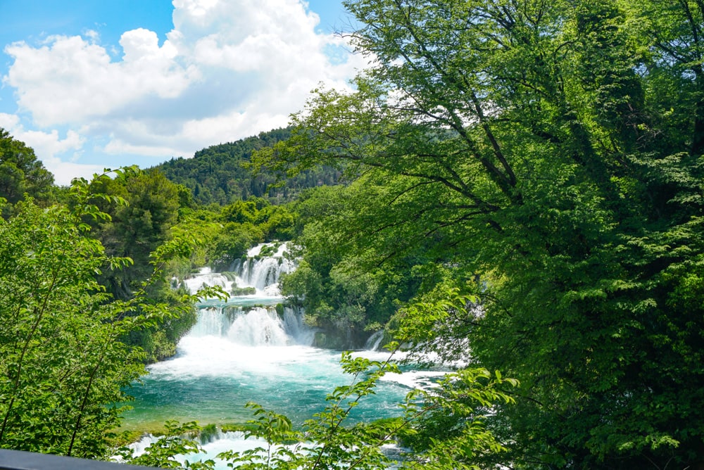 A view of the Skradinski waterfalls 