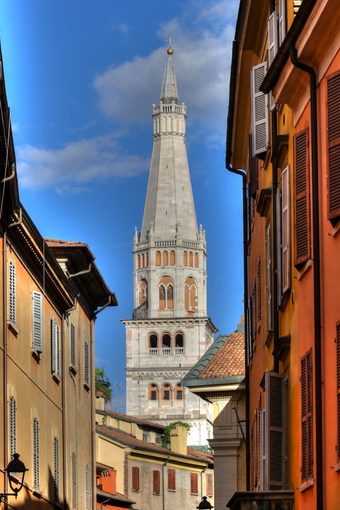 Ghirlandina, the bell tower of the cathedral in Modena, Italy