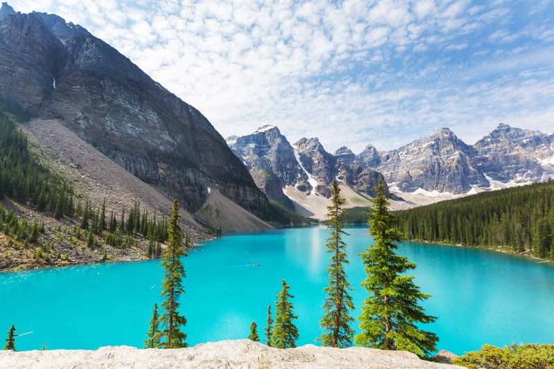 A beautiful view of Moraine Lake in Canada