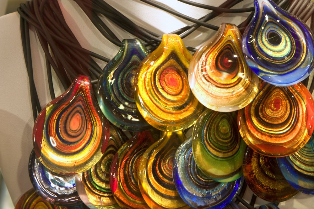 Glass objects on display in Murano, Italy
