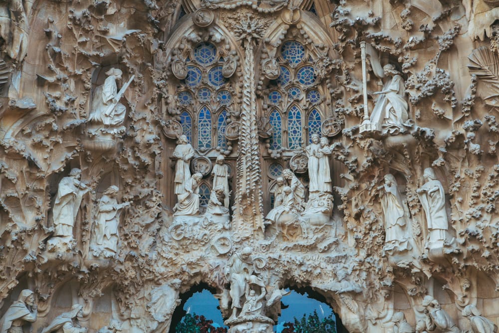 Facade of La Sagrada Familia, Barcelona, Spain