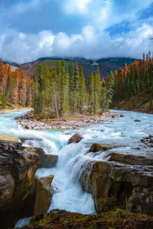 Sunwapta Falls along the Icefields Parkway in Canada