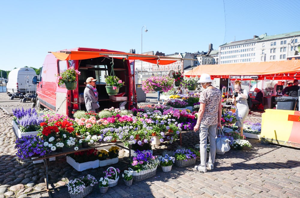 Flower Stall at Kauppatori Helsinki Finland