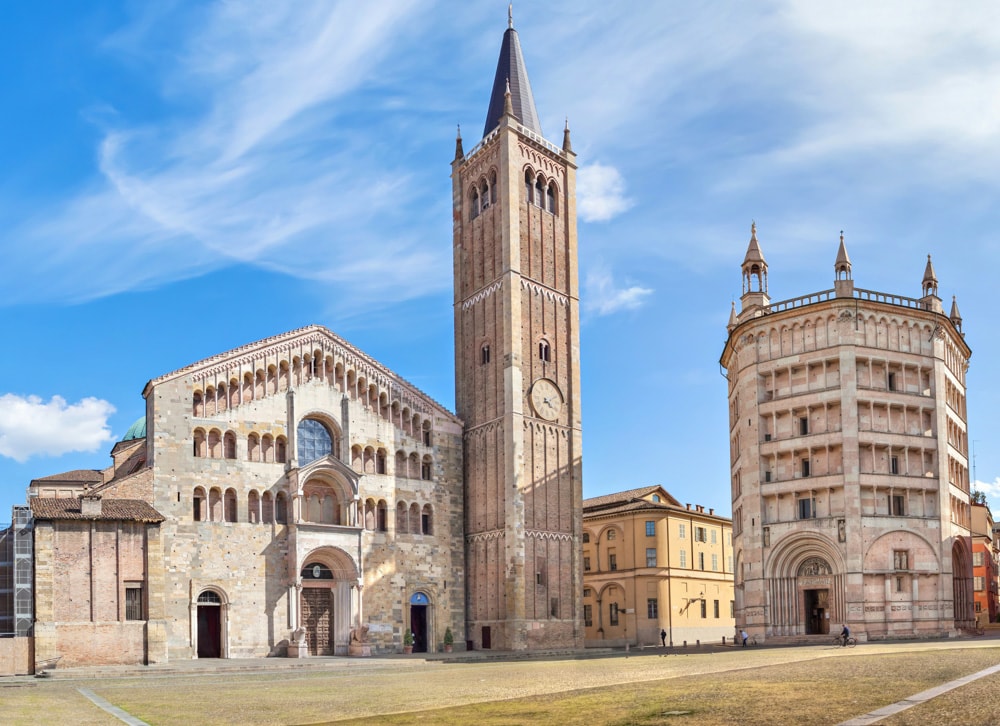 Cathedral, Bell Tower, and Baptistery in Parma, Italy