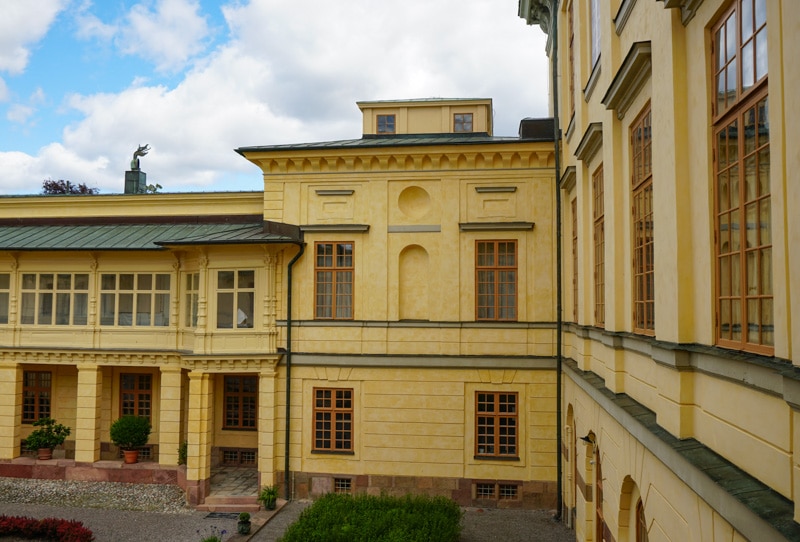 Part of the exterior of Drottningholm Palace in Stockholm Sweden