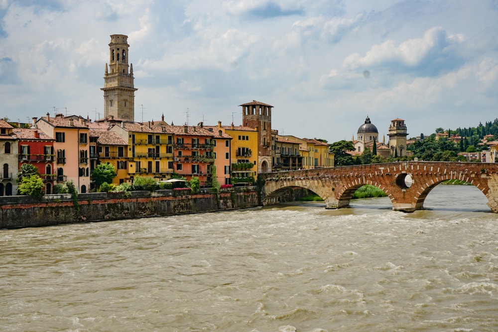 Verona on the banks of the Adige River in Italy