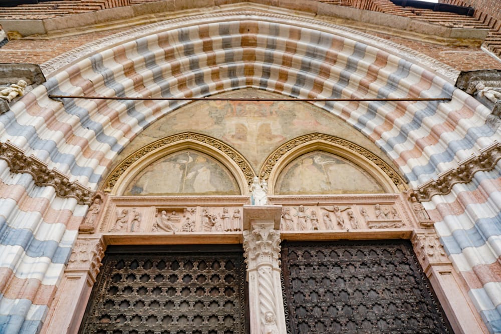 The entrance to the Basilica d'Sant Anastasia in Verona, Italy