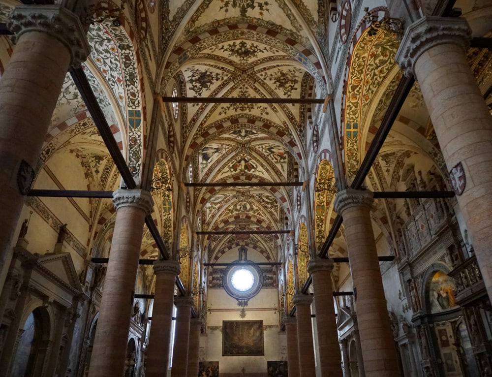 Interior of the Basilica d'Sant Anastasia in Verona, Italy