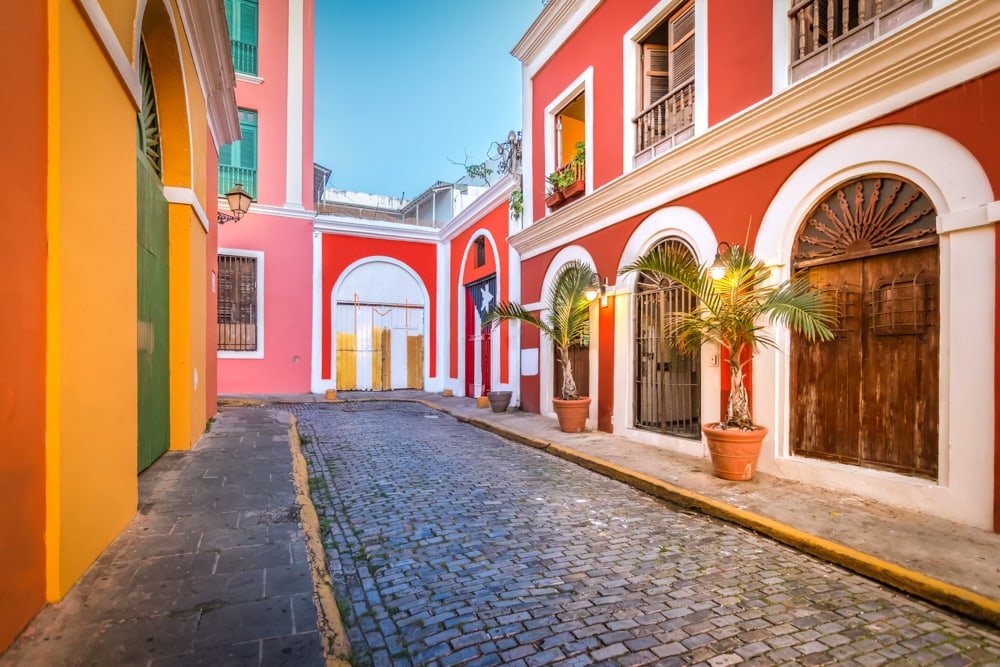 The facades of Old San Juan in Puerto Rico