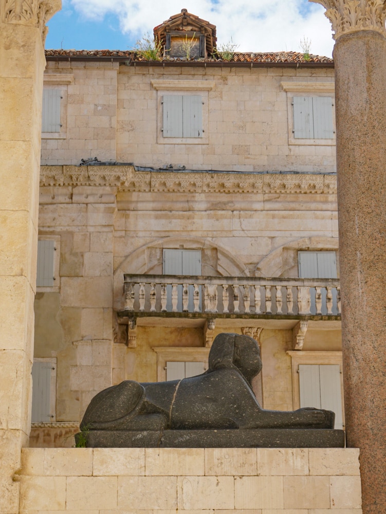 The black sphinx by the Split Cathedral in Croatia