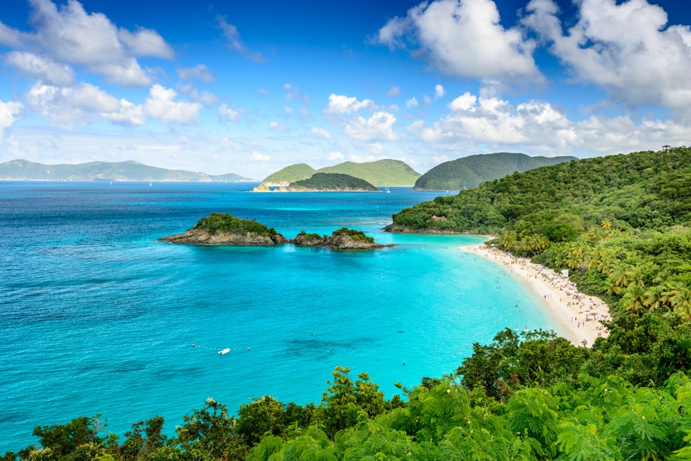 Beautiful Trunk Bay in St. John in the US Virgin Islands. 