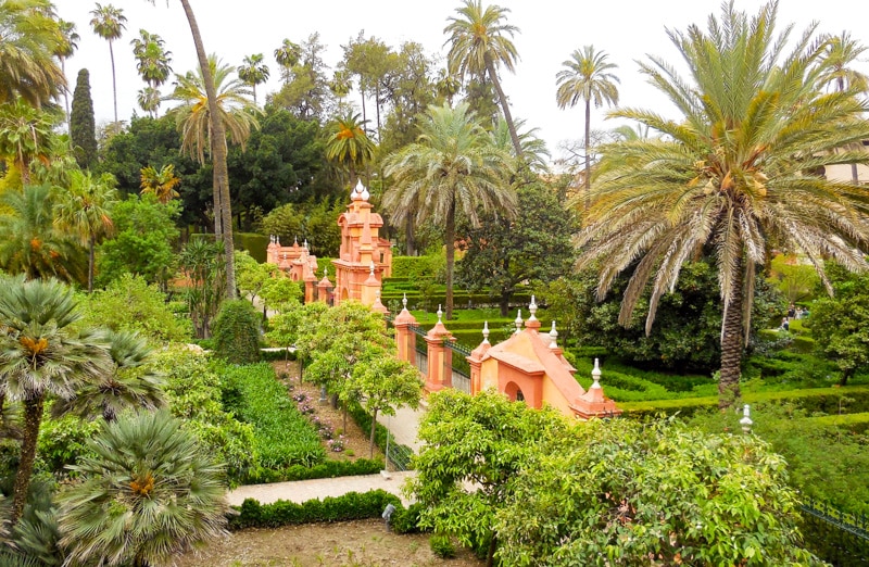 Gardens at the Royal Alcazar in Seville, Spain