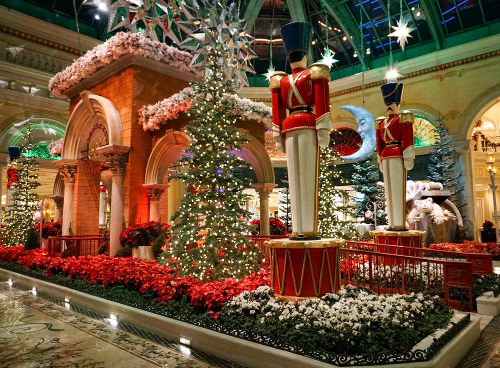 Christmas display at the Bellagio in Las Vegas, Nevada. Las Vegas is one of the best destinations for Christmas vacations in the USA!