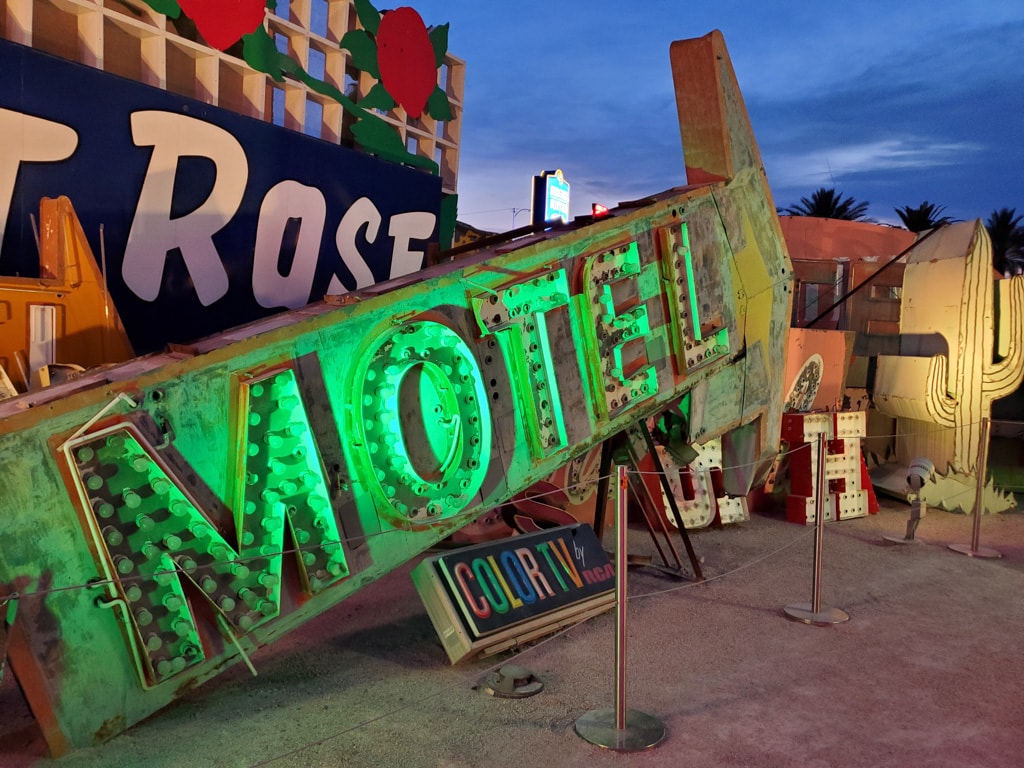 A motel sign at the Neon Museum in Las Vegas, Nevada