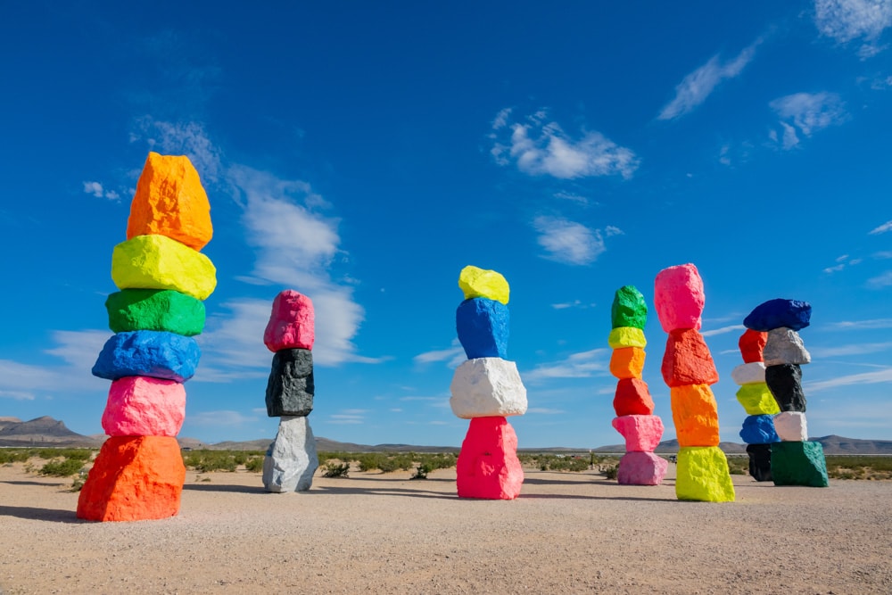 The Seven Magic Mountains art installation near Vegas, NV