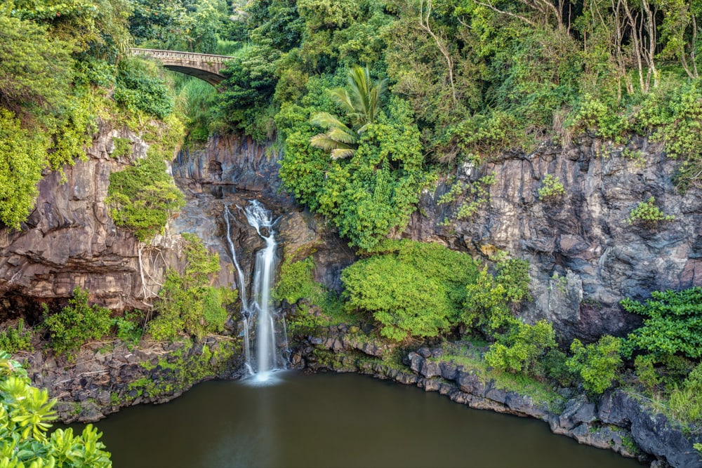 Waterfall along the Oheo Gulch Trail in Haleakala National Park, Maui, Hawaii