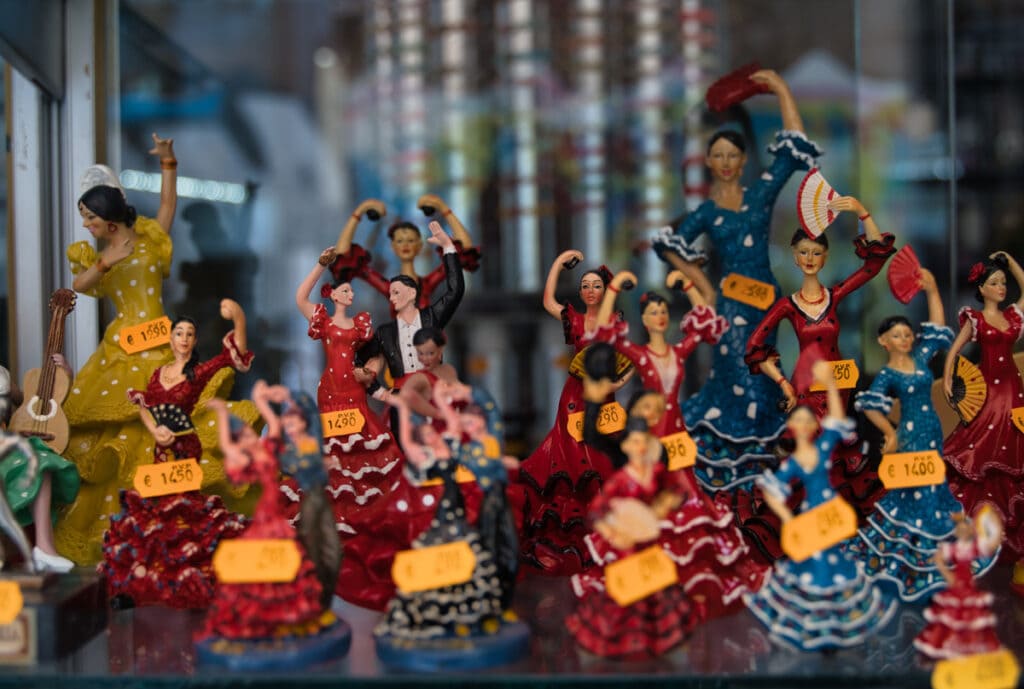 Flamenco figurines for sale in Seville, Spain