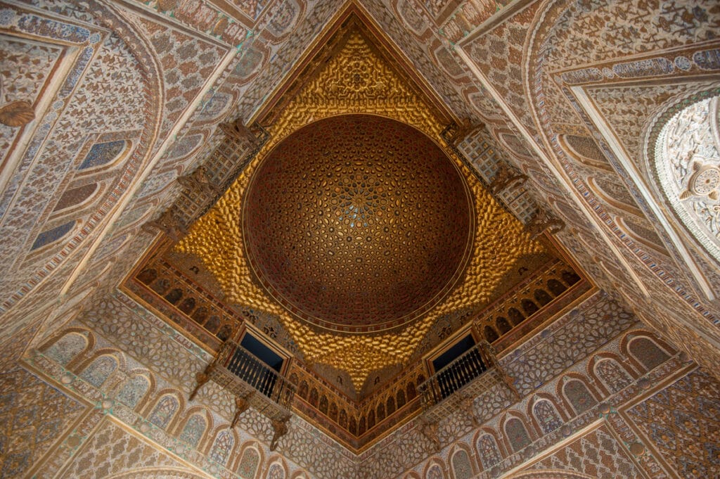 Hall of the Ambassadors in the Real Alcazar of Seville in Spain