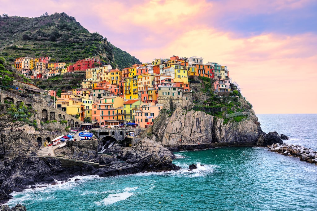 Picture perfect Manarola, one of the Cinque Terre in Liguria, Italy