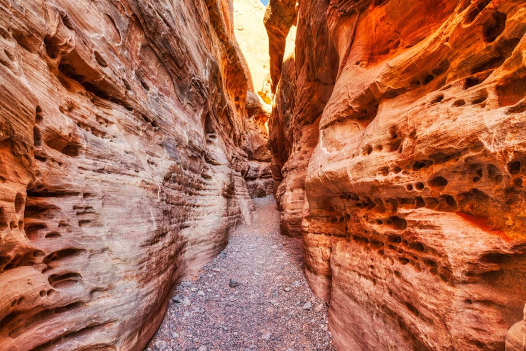Slot canyon on the White Domes Trail in Valley of Fire State Park, Nevada