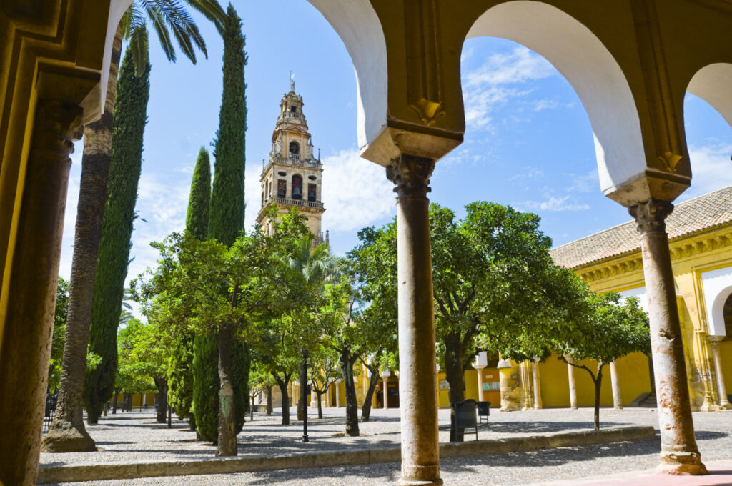 The Courtyard of Oranges at the Mezquita Complex in Cordoba, Spain