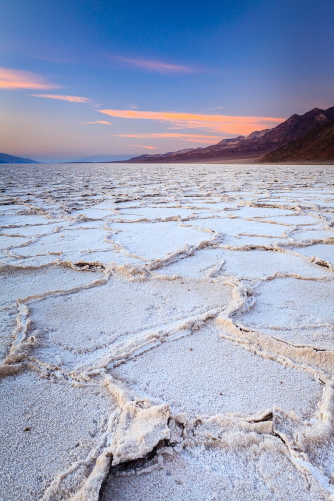 Badwater Basin salt flat in Death Valley National Park, CA