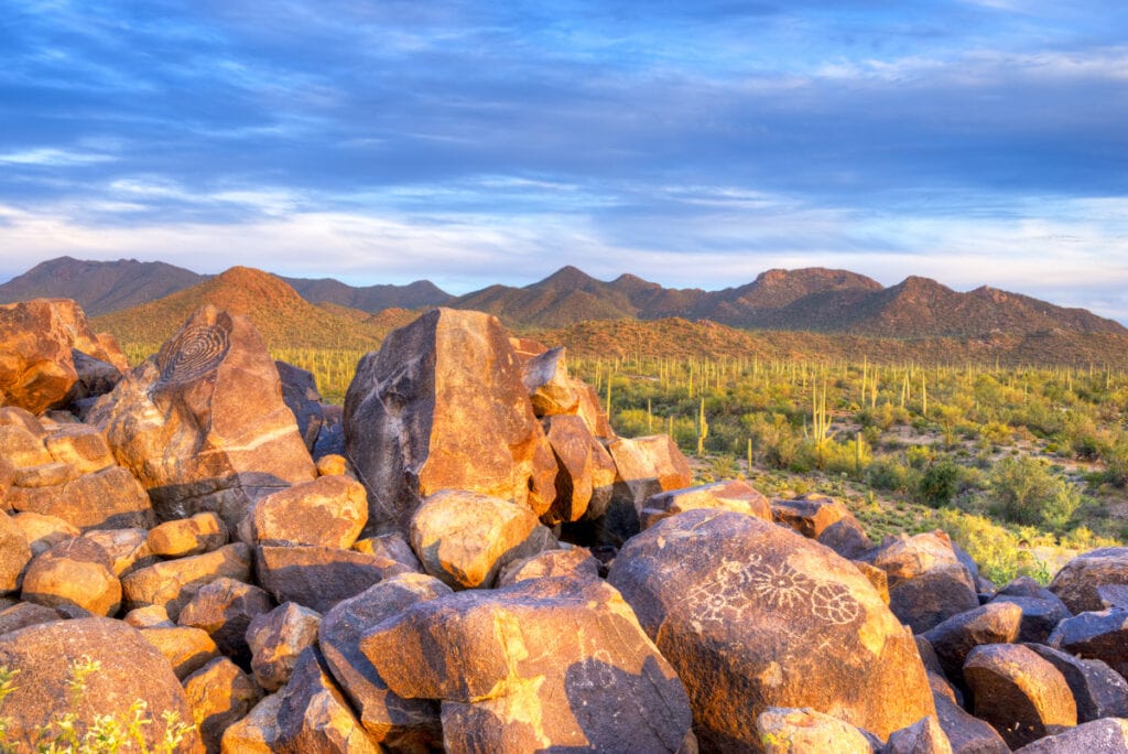 Signal Hill petroglyphs in Saguaro National Park, Tucson, AZ