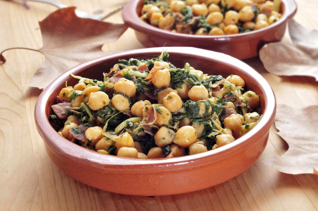 Spinach with chickpeas tapa in Seville, Spain