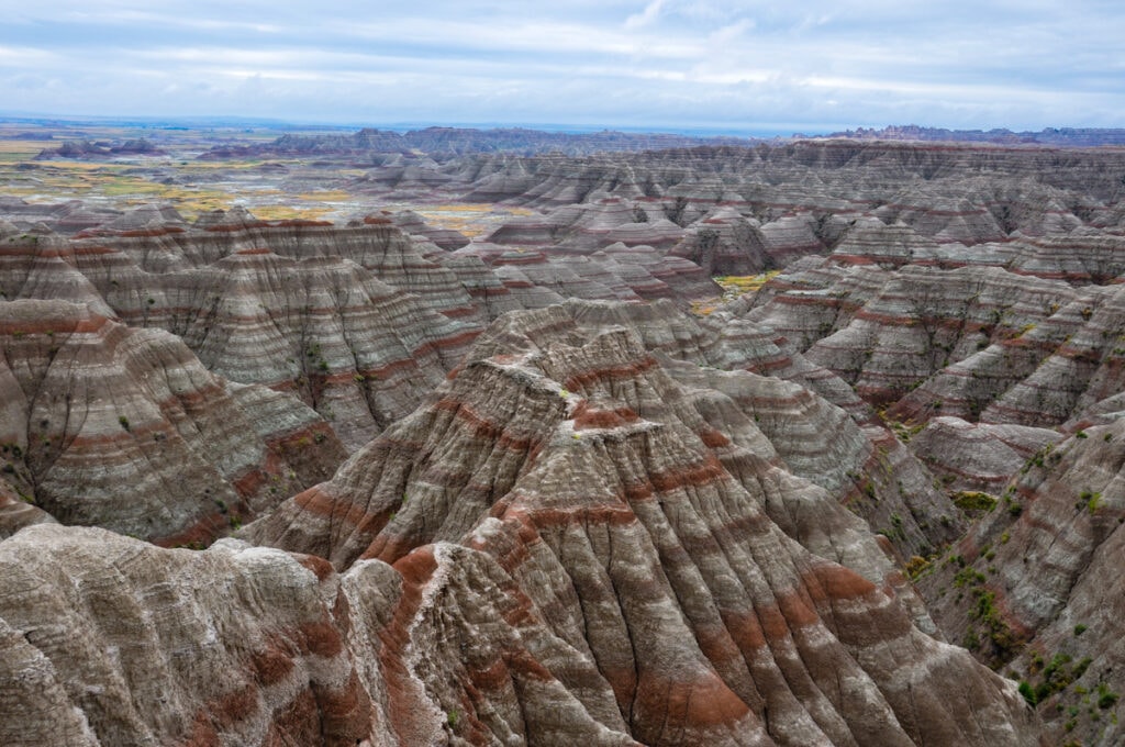 View from overlook at Badlands National Park in South Dakota