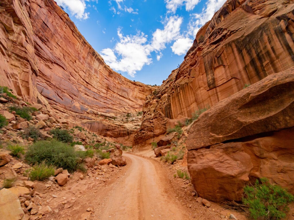 A dirt road in Capitol Reef National Park, Utah