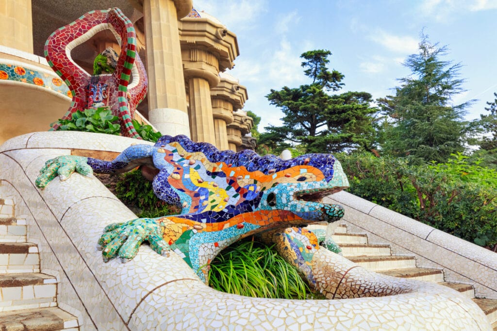 Mosaic salamander in Park Guell, Barcelona, Spain