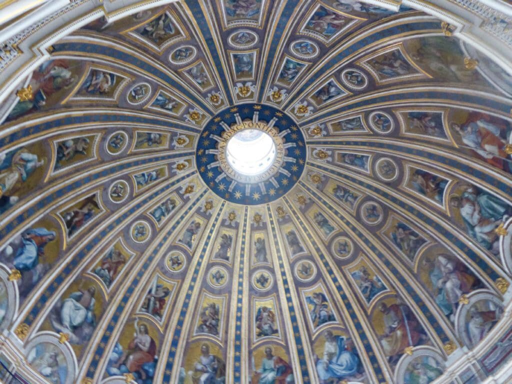 The interior of the dome of St. Peter's in Vatican City