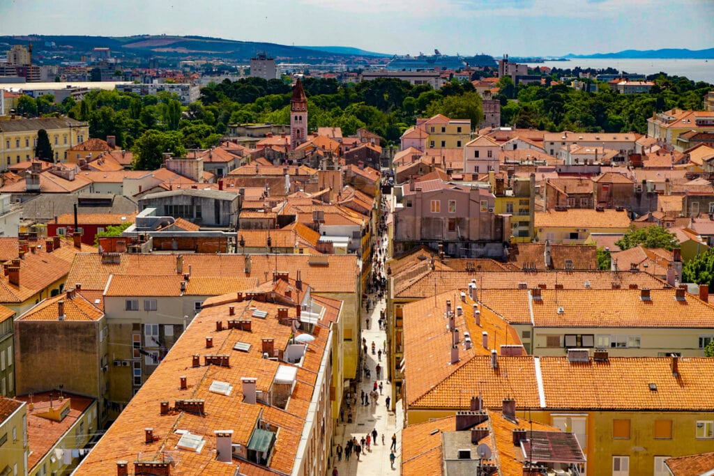 View from the bell tower of the Zadar Cathedral in Croatia