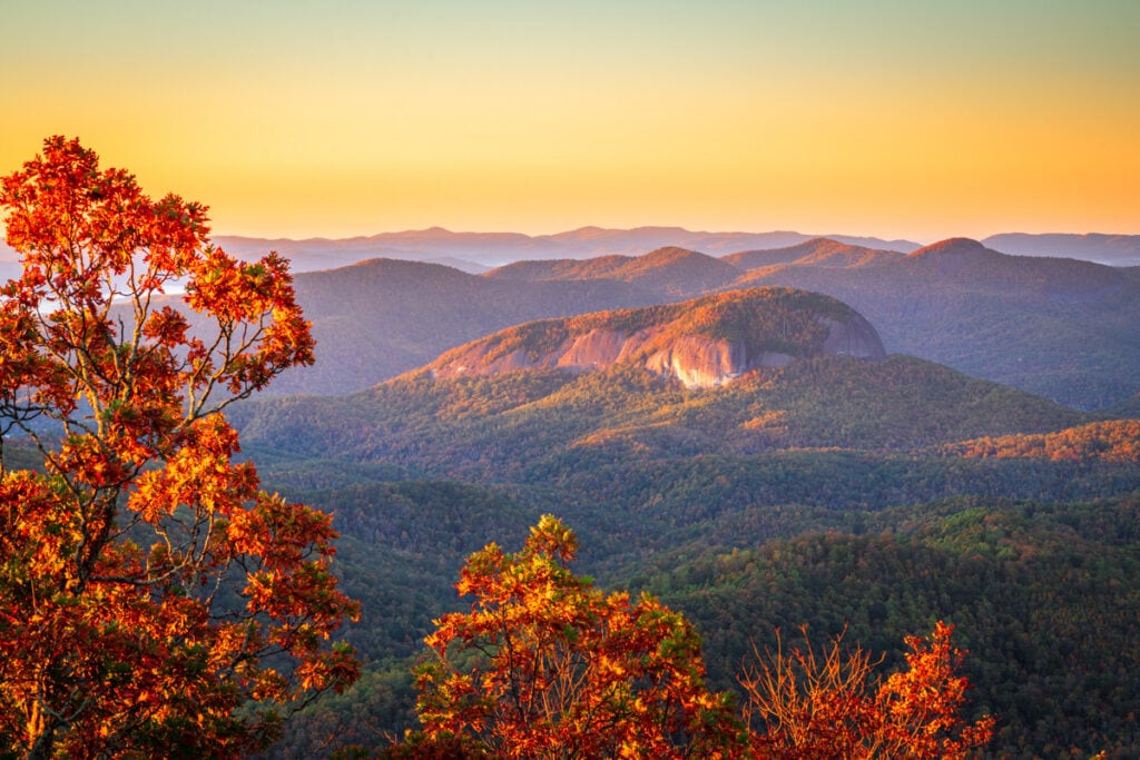 Looking Glass Rock in Pisgah National Forest in North Carolina