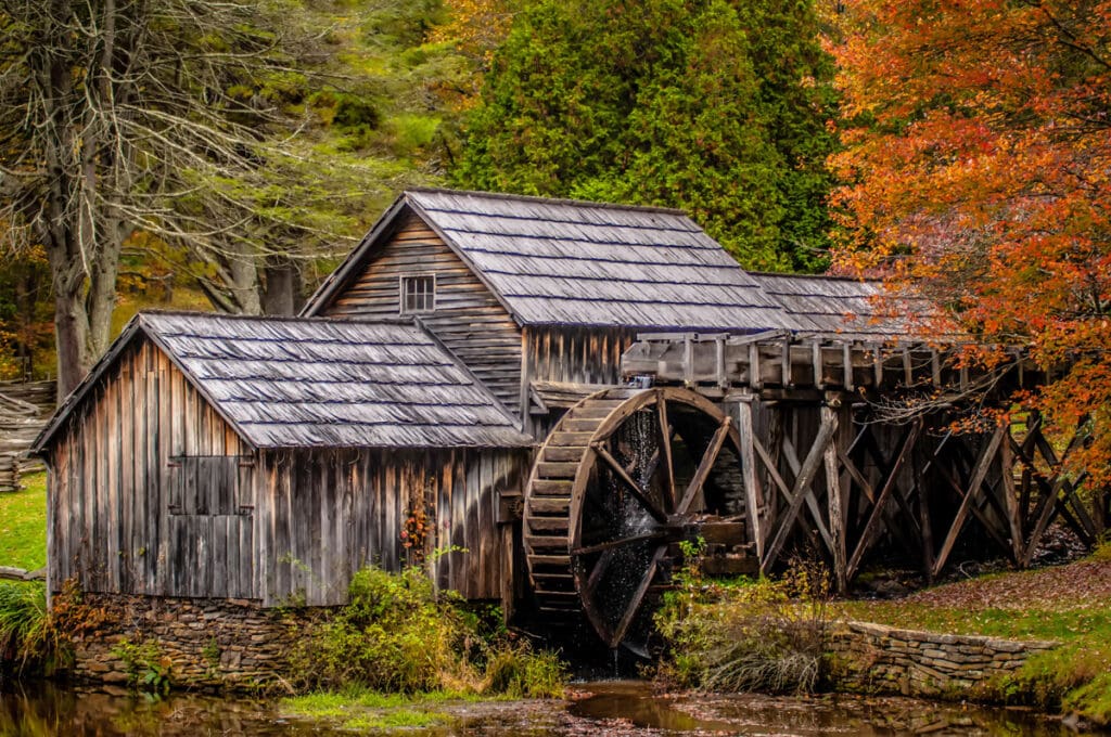 Mabry Mill along the Blue Ridge Parkway, considered one of the best road trips in the USA.