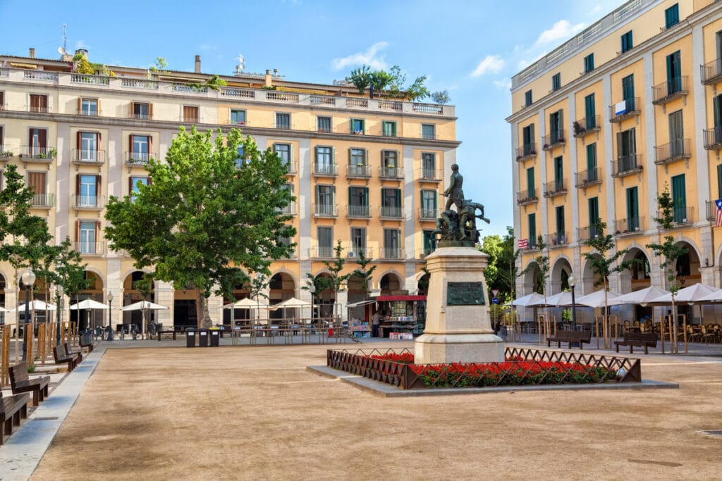 Plaça de la Independència in Girona, Spain