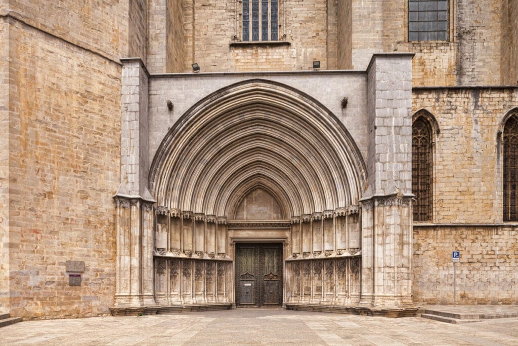 One of the entrances to the Girona Cathedral in Spain