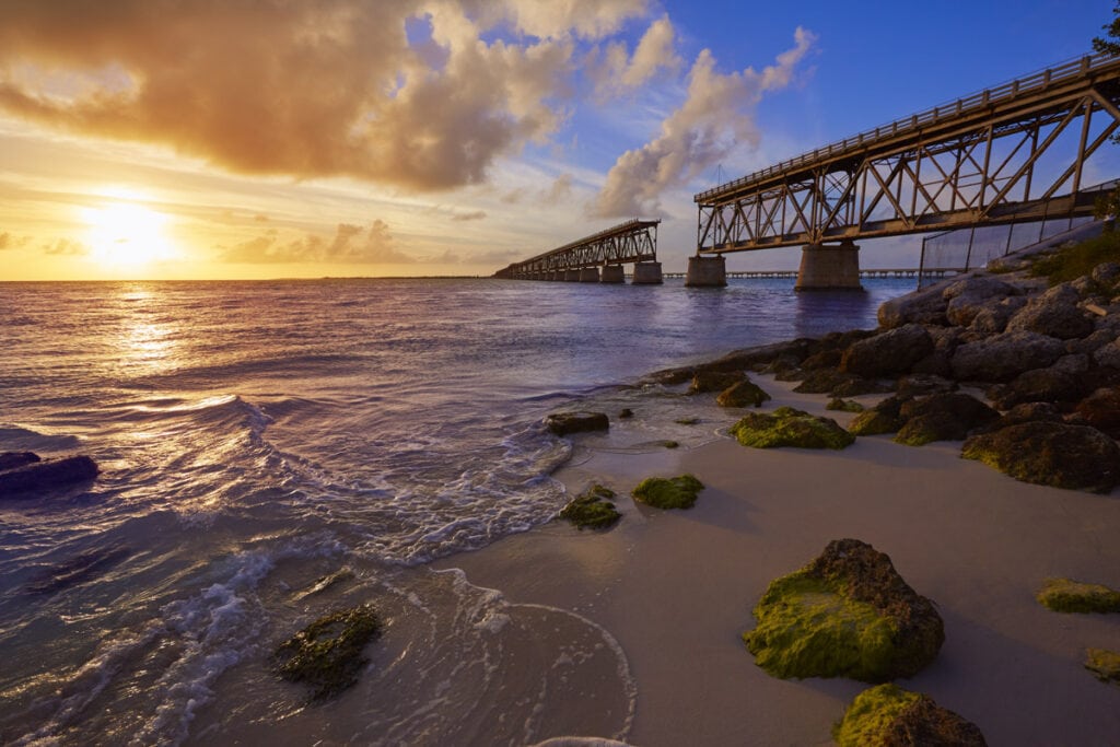 Old broken bridge in Bahia Honda State Park along the Florida Keys