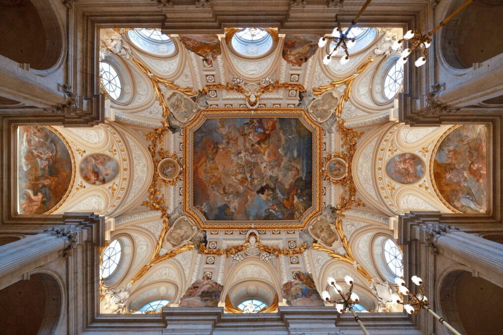 Ceiling in a hall in the Madrid Royal Palace in Spain