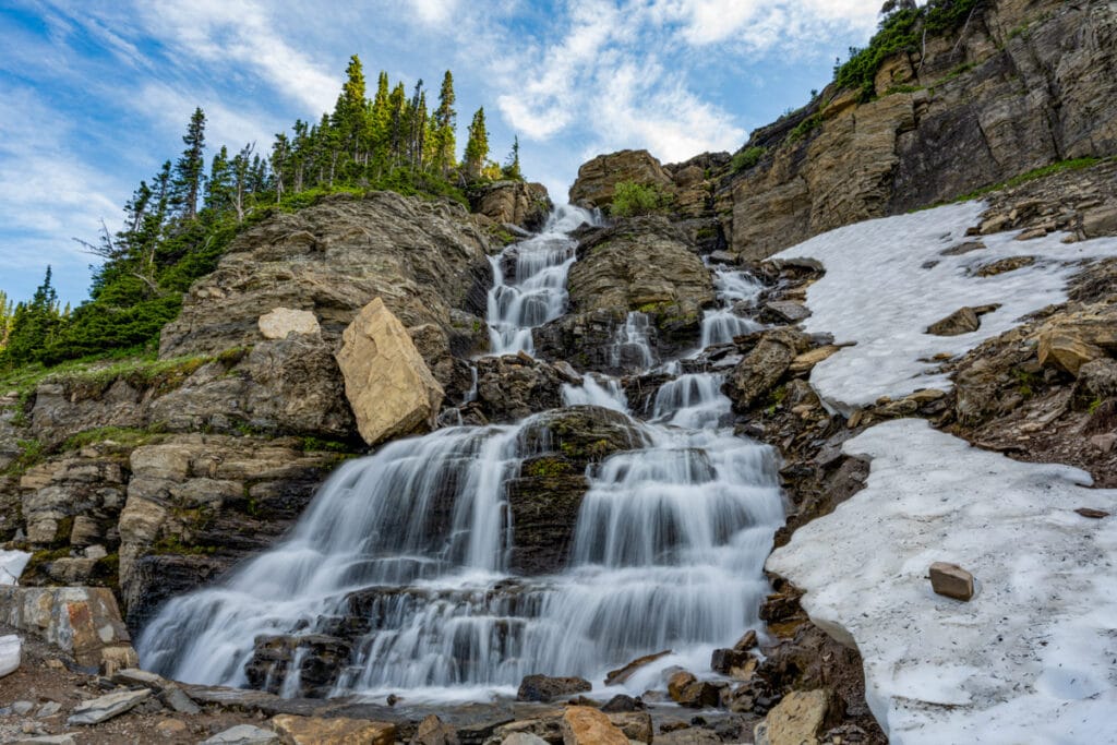 Logan Creek Falls in Glacier National Park, Montana