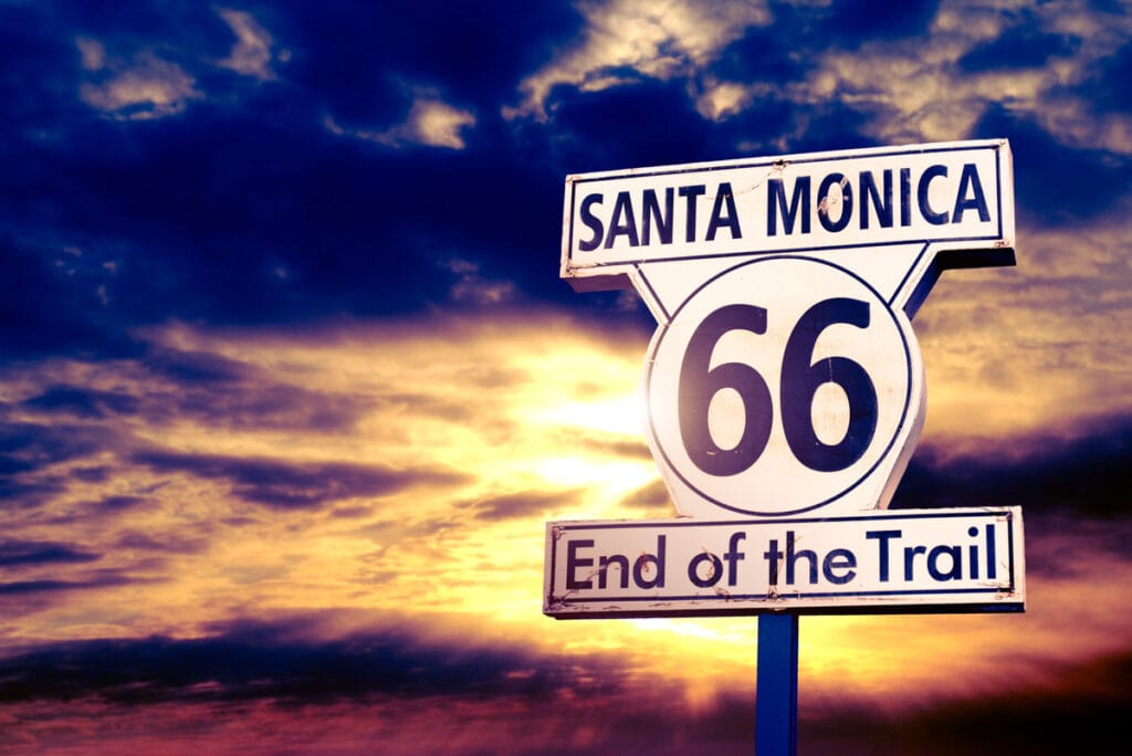 Route 66 Marker in Santa Monica, California