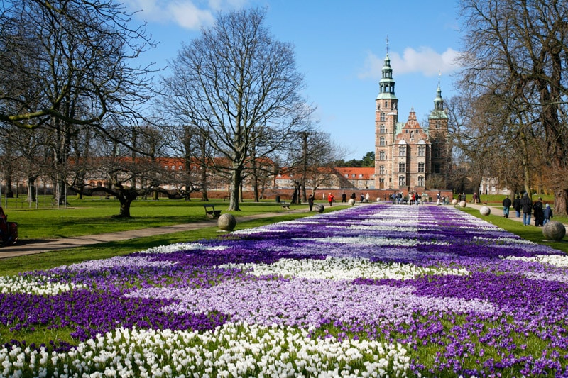 Spring floral display at Rosenborg Castle in Copenhagen, Denmark
