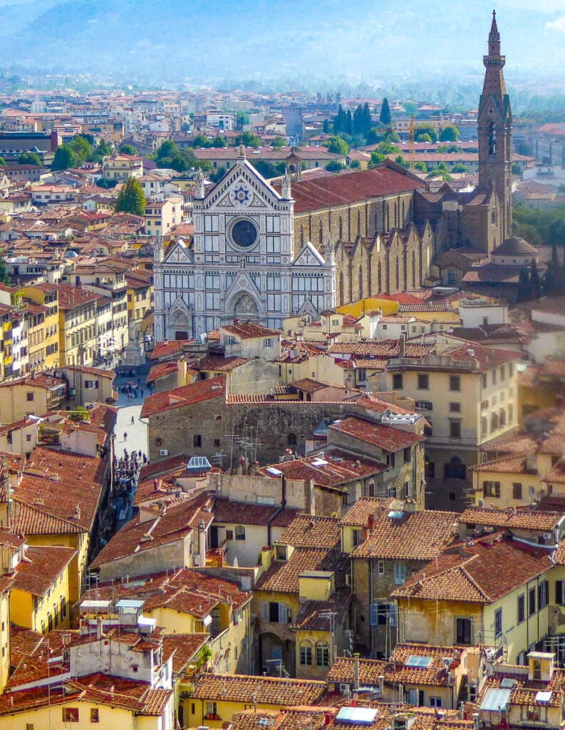 Basilica di Santa Croce seen from the Arnolfo Tower in Florence, Italy