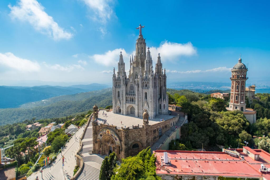 The Temple of the Sacred Heart of Jesus on Mount Tibidabo in Barcelona